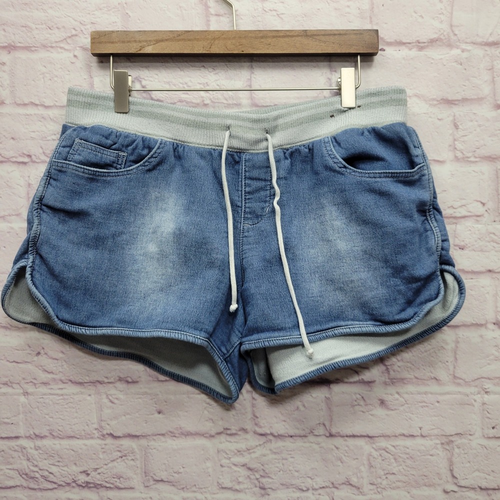 Y2K Arizona Jean Denim Look Sweat Shorts Womens 17 Micro Mini Lightweight Lounge